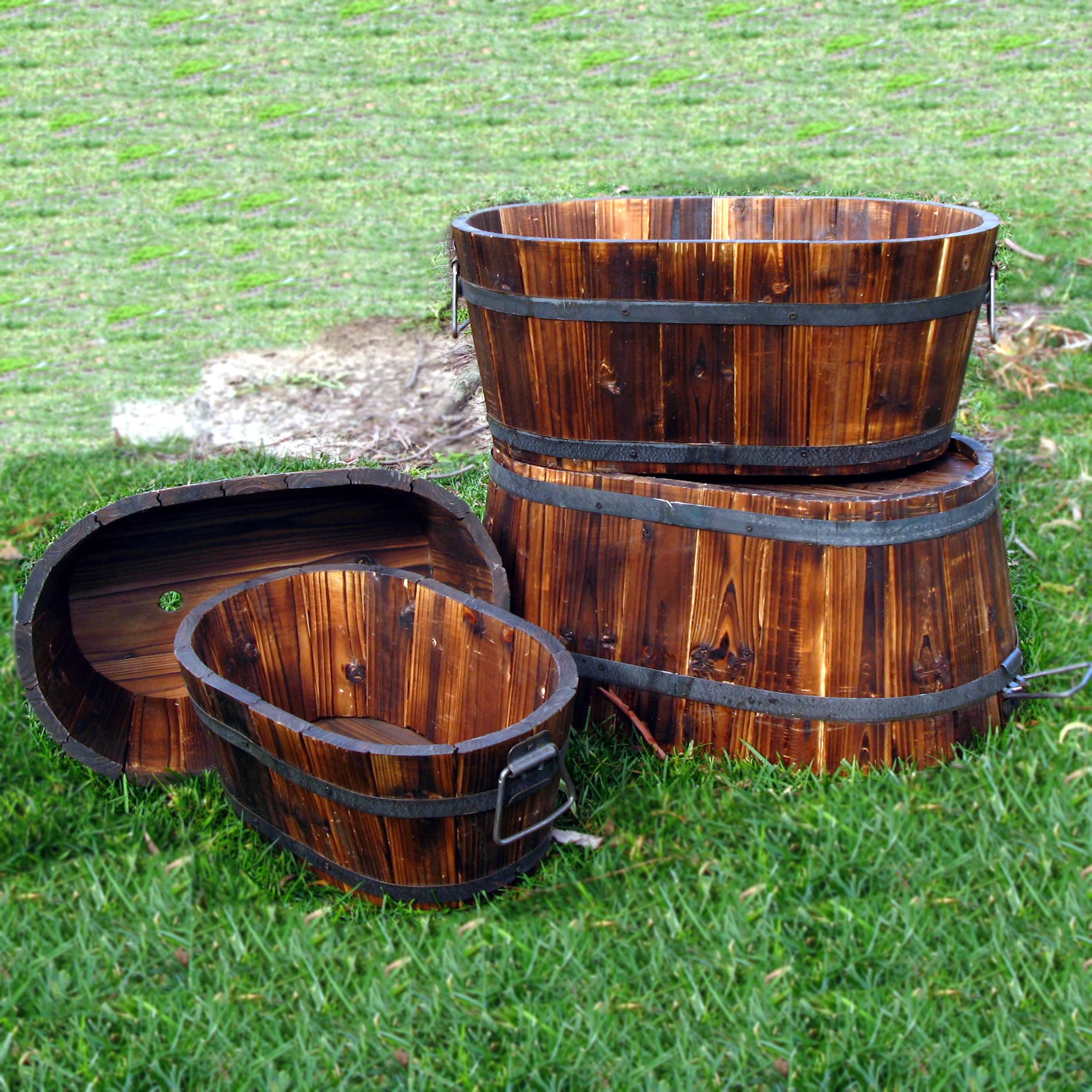 Oval Cedar Barrel Set of 4