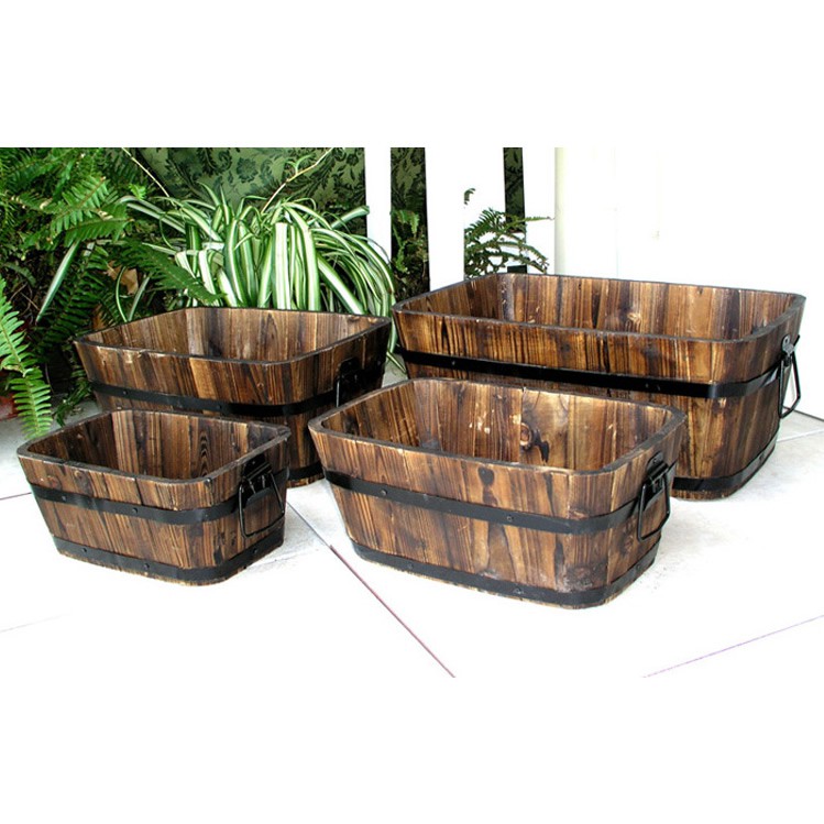 Rectangular Cedar Barrel 
Set of 4