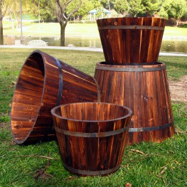 Round Tall Cedar Barrel Set of 4