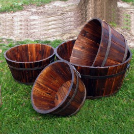 Round Shallow Cedar Barrel Set of 4