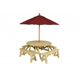 Poly Outdoor 56 in. Round Table with Curved Benches
